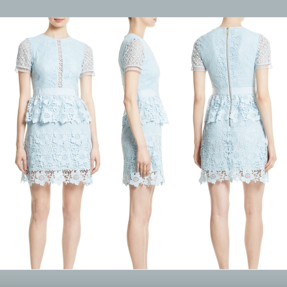 NWT $465 Ted Baker London Dixa Layered Lace‎ Skater Dress Blue [ SZ TB 2 ] #Q42